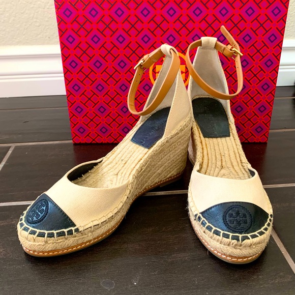 Tory Burch Color Block 85MM Wedge Espadrilles Size 5.5